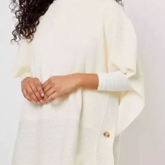 LOFT Poncho Sweater Women Size XS/ S Off White Boxy - Picture 1 of 11